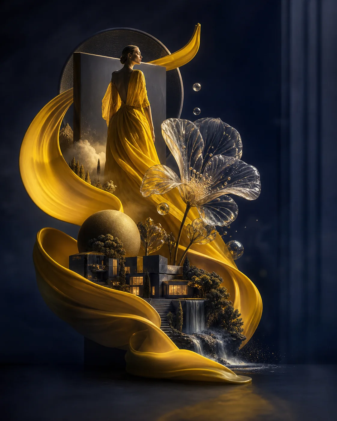 Una colección de mundos imaginativos creados con Nano Banana 2